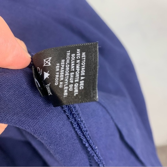 Lafayette Navy Blue Cap Sleeve Peplum Ruffle Dress Size 16 - Picture 12 of 13